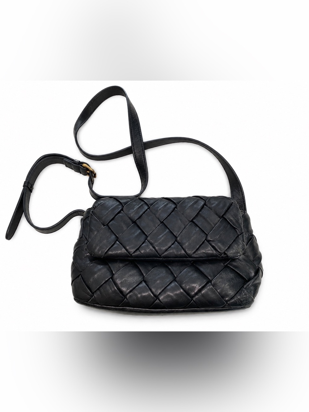 Dune London Dempsey Black Leather Woven Crossbody Bag Shoulder Purse